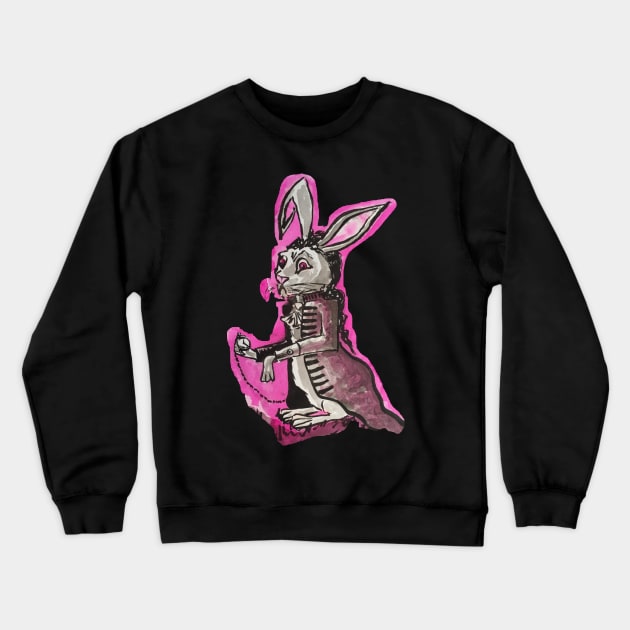 White Rabbit Crewneck Sweatshirt by artmarieso